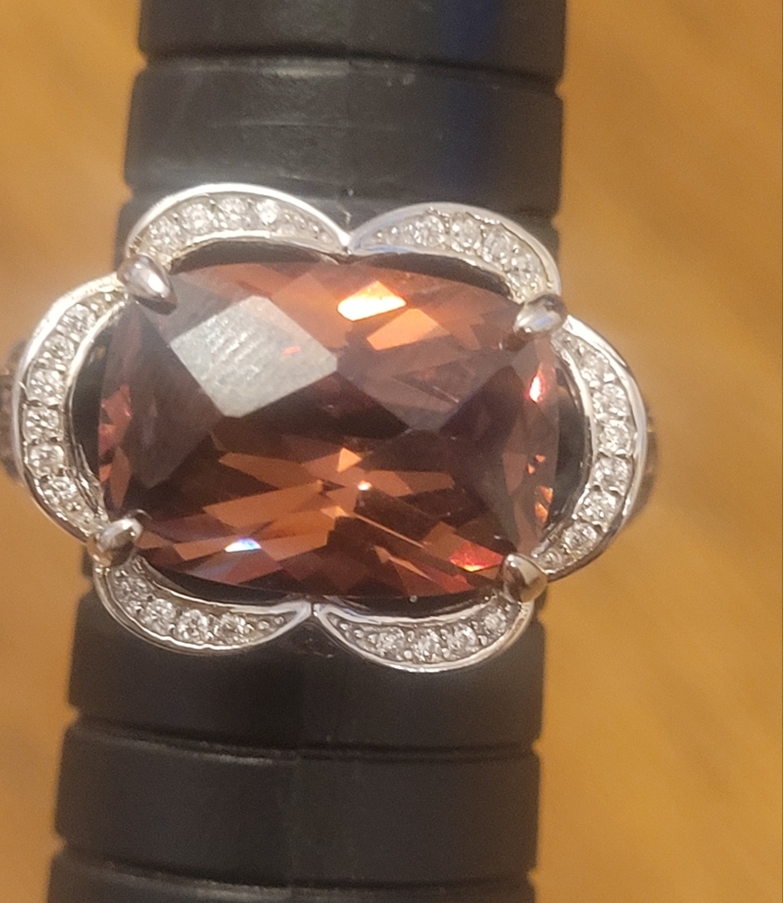 Elegant Zatos 925 Silver and Brown Gemstone Ring Size 8